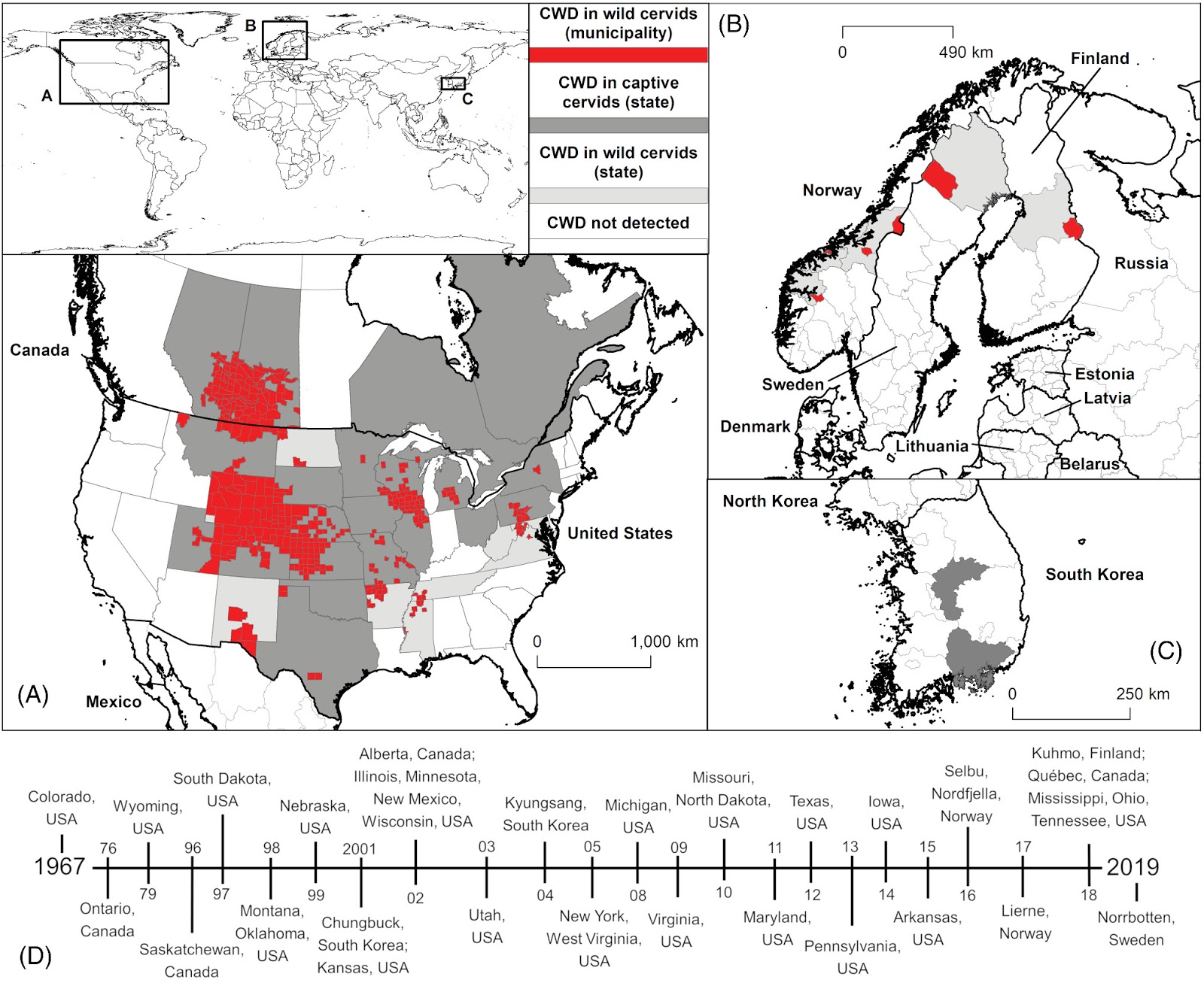 Chronic Wasting Disease CWD TSE PRION UPDATE GLOBAL MAP 2020