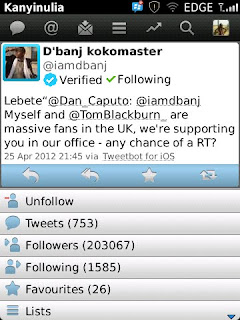 Dbanj's Twitter Account Gets Verified. 2