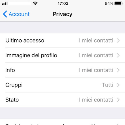 WhatsApp per iOS Privacy