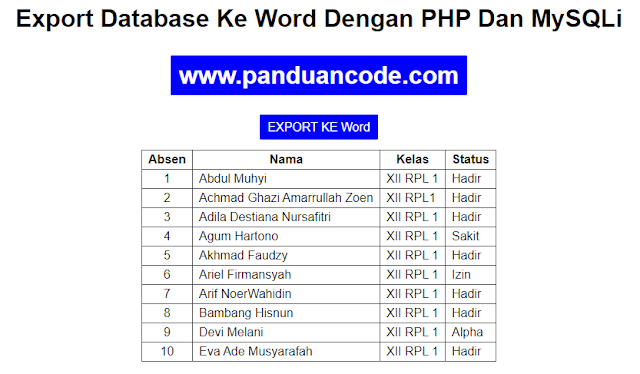 Cara Export Data Ke Word Dengan PHP