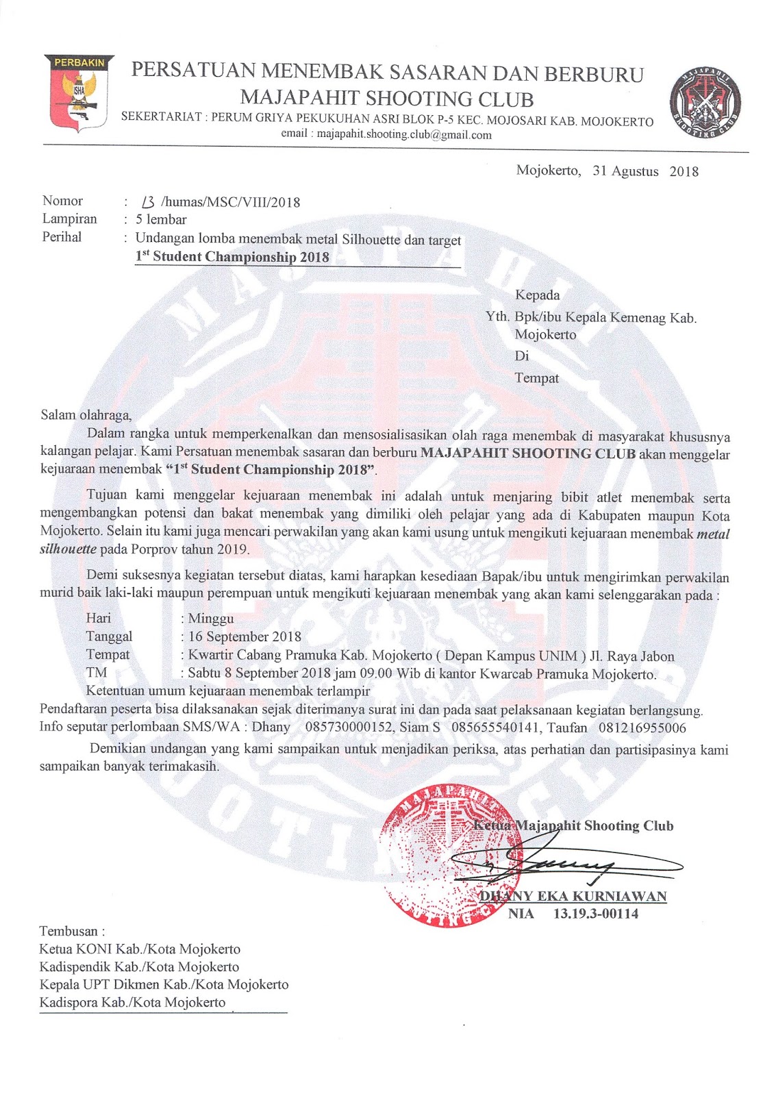 Pendma Kab. Mojokerto LOMBA MENEMBAK METAL SILHOUETTE DAN