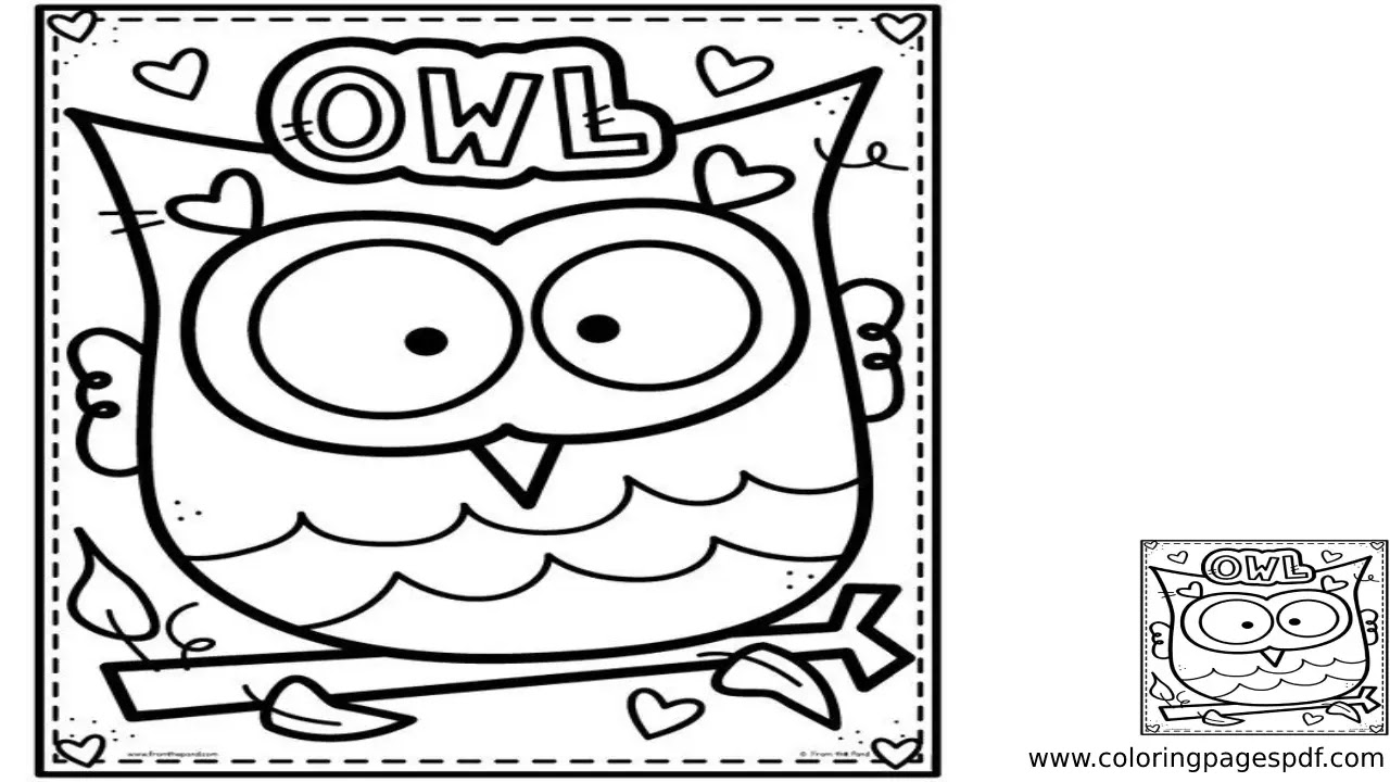 Coloring Page Of An Owl With Hearts
