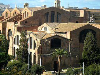 The ruins of the Baths of Diocletian are part of a complex that includes the Basilica of  Santa Maria degli Angeli e dei Martiri