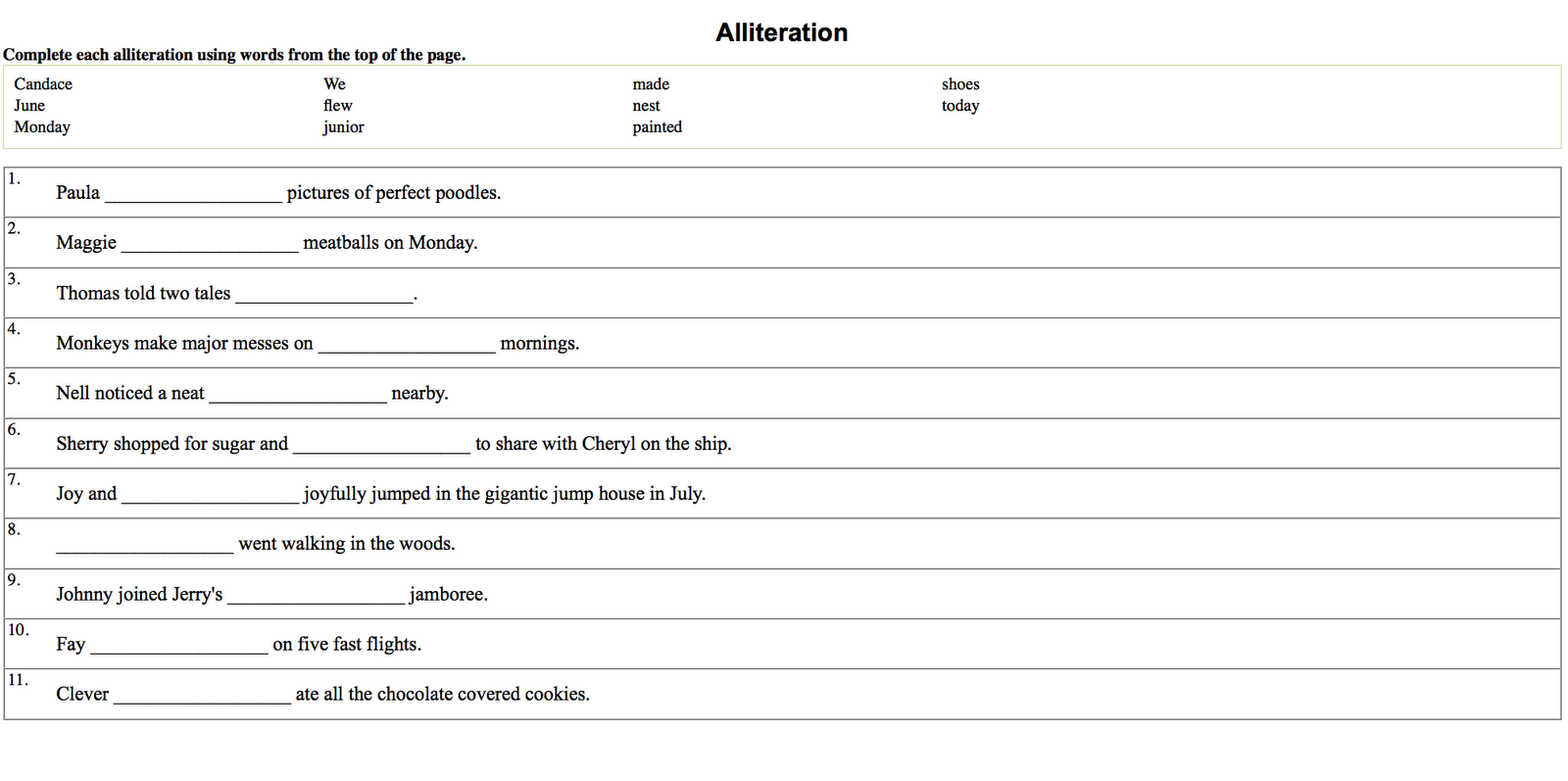 4th Graders! Alliteration