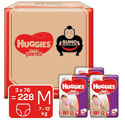 Huggies Wonder Pants Diapers Medium Size 228 Count.