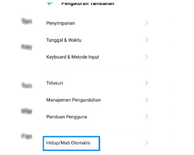 Menu Hidup/Mati Otomatis