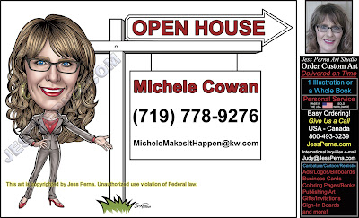 Real Estate Agent Caricature Open House Sign