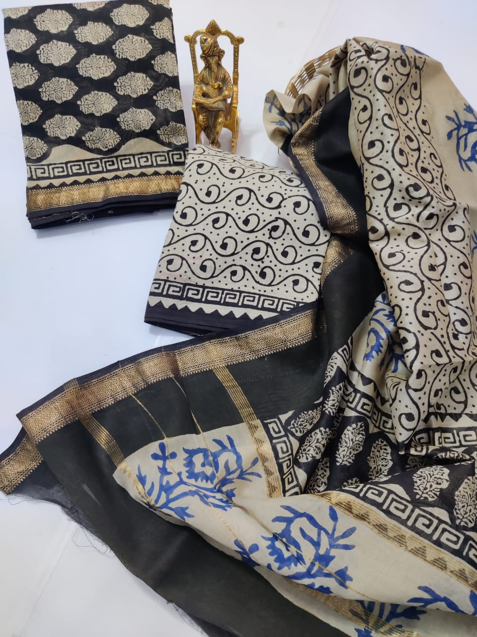 Block print maheshwari silk suits