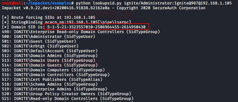 Golden Ticket attack for Domain Persistence