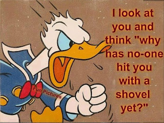 Funny image of Donald Duck in angry mode from a blog about women in the city