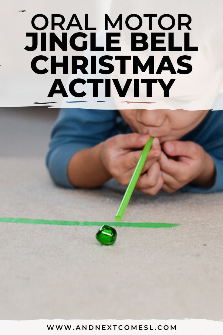 Jingle bell Christmas game and oral motor activity for kids - such a fun idea for toddlers and preschoolers!