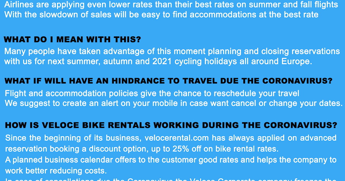 Why is convenient to plan your next cycling holiday in Europe and close reservations during the Coronavirus?