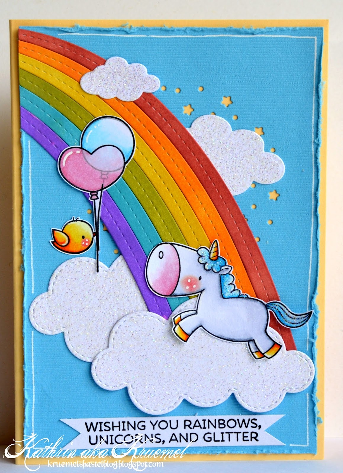 Kruemels Bastel-Blog: Eine Karte mit Einhorn und Regenbogen