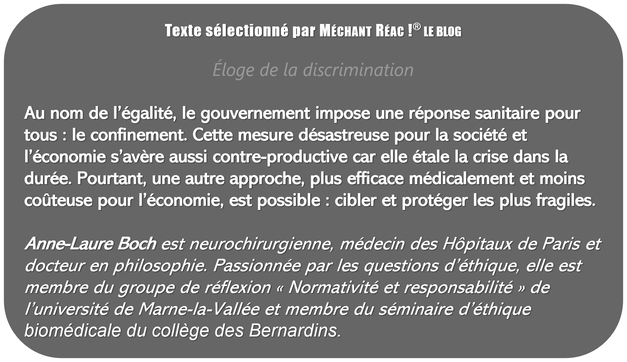 AnneLaure Boch Reconfinement, on a préféré la punition collective à