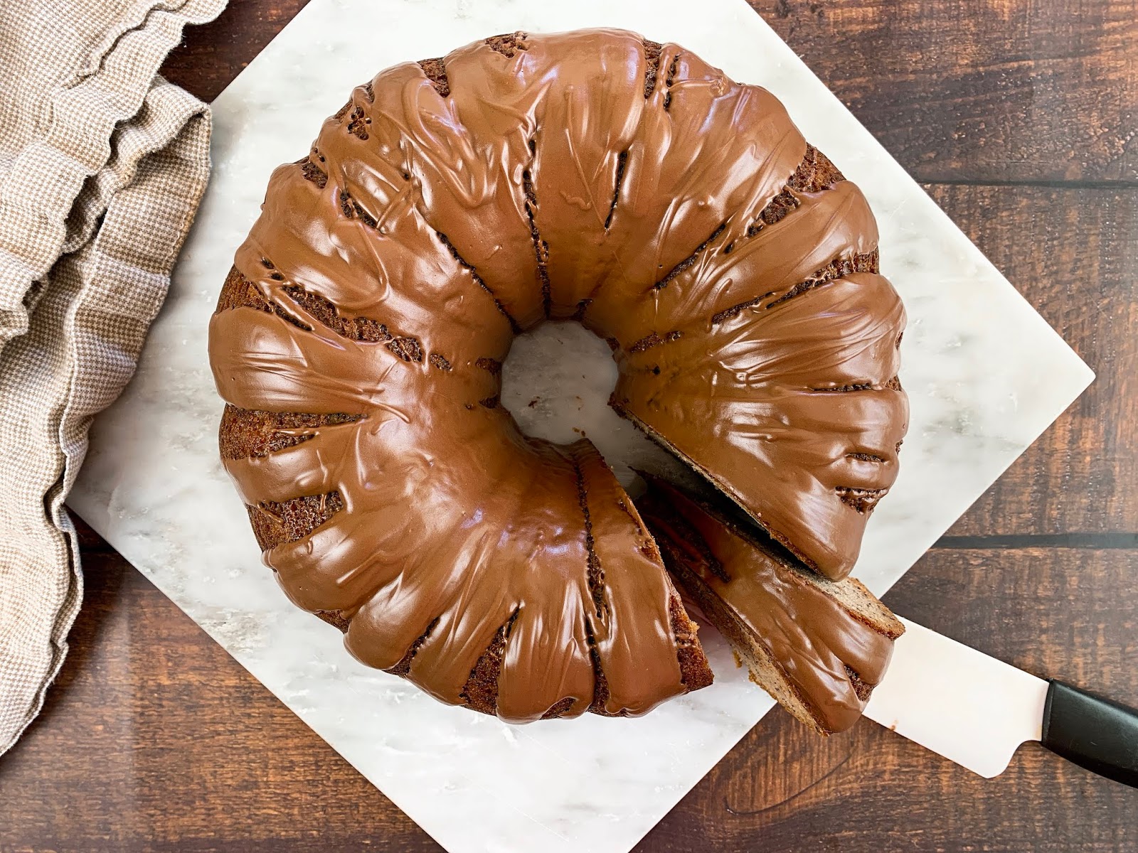 Banana Bundt Cake with Chocolate Shell