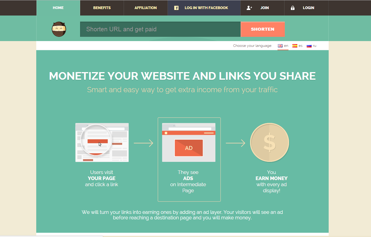 shorte.st link shoetener earn by sharing your link