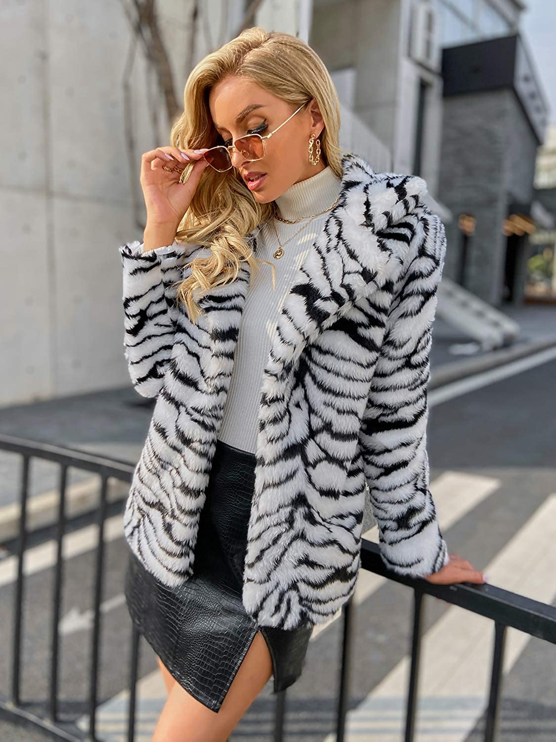 Leopard Animal Print faux Fur Coats for Women