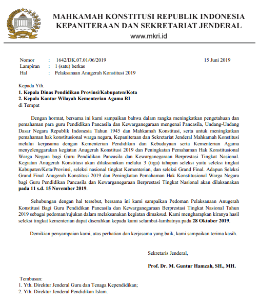 Juknis Lomba Anugerah Konstitusi bagi guru PPKN JUKNIS LOMBA ANUGERAH KONSTITUSI BAGI GURU PPKN (PKN) SD DAN SMP TAHUN 2019