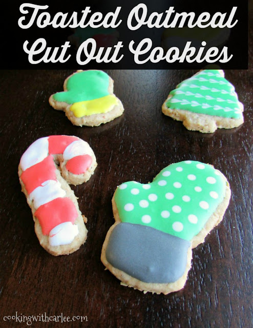 It is always fun to have a cookie cut in a pretty shaped and decorated with frosting, but you aren't limited to sugar cookies. There are lots of flavors and types of cookies you can roll and cut, here are a few of our favorite recipes. toasted oatmeal cookies cut into Christmas shapes and decorated with royal icing