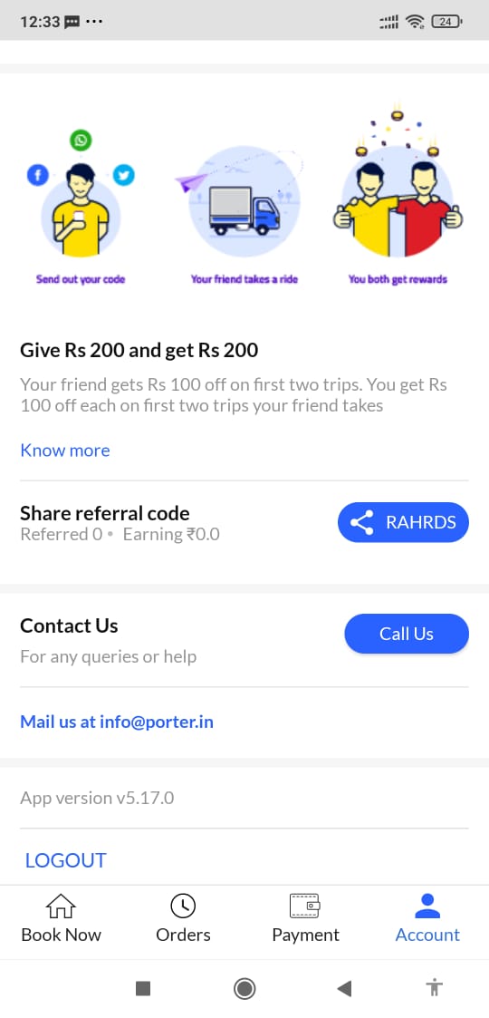 Signup with Porter Referral Code to get ₹50 Joining Bonus