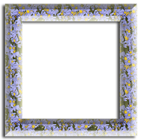 Moldura quadrada azul floral  - criação Blog PNG-Free