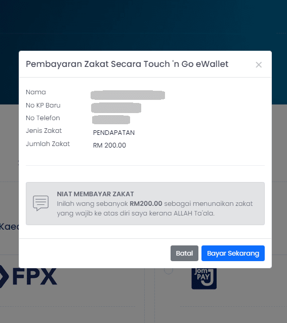 touch n go je bayar zakat online