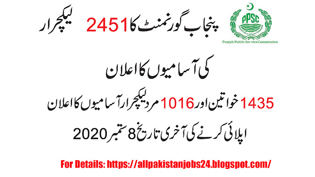 ppsc lecturer jobs 2020