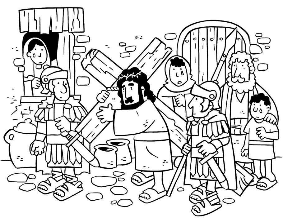 Jesús camino al Calvario colorear Jesús camino al Calvario colorear