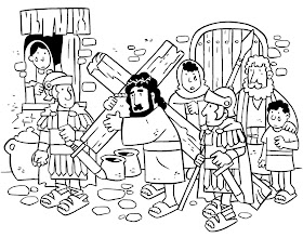 Jesús camino al Calvario colorear