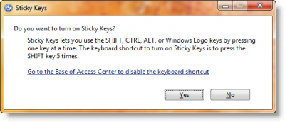configurar Sticky Keys en Windows