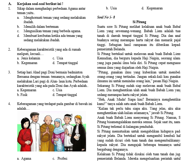 soal semester tema 8 kelas 4