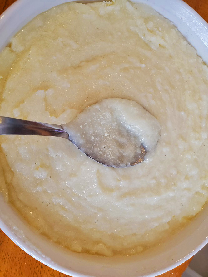 this is polenta using the white coarse cornmeal usually popular in Venice Italy