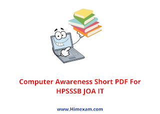 Computer Awareness Short PDF For HPSSSB JOA IT Computer Awareness Short PDF For HPSSSB JOA IT