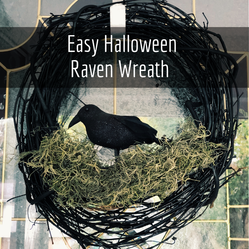 Easy Halloween Raven Wreath