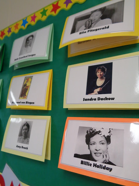 Women's history month music bulletin board female composers performers