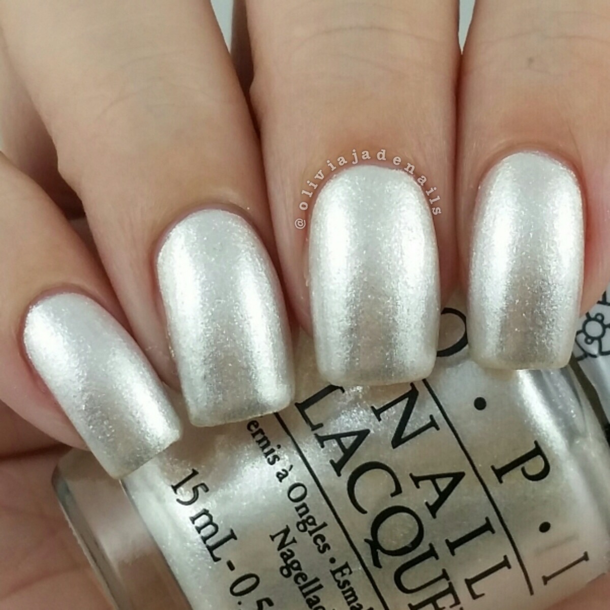 OPI Kitty White swatched by Olivia Jade Nails