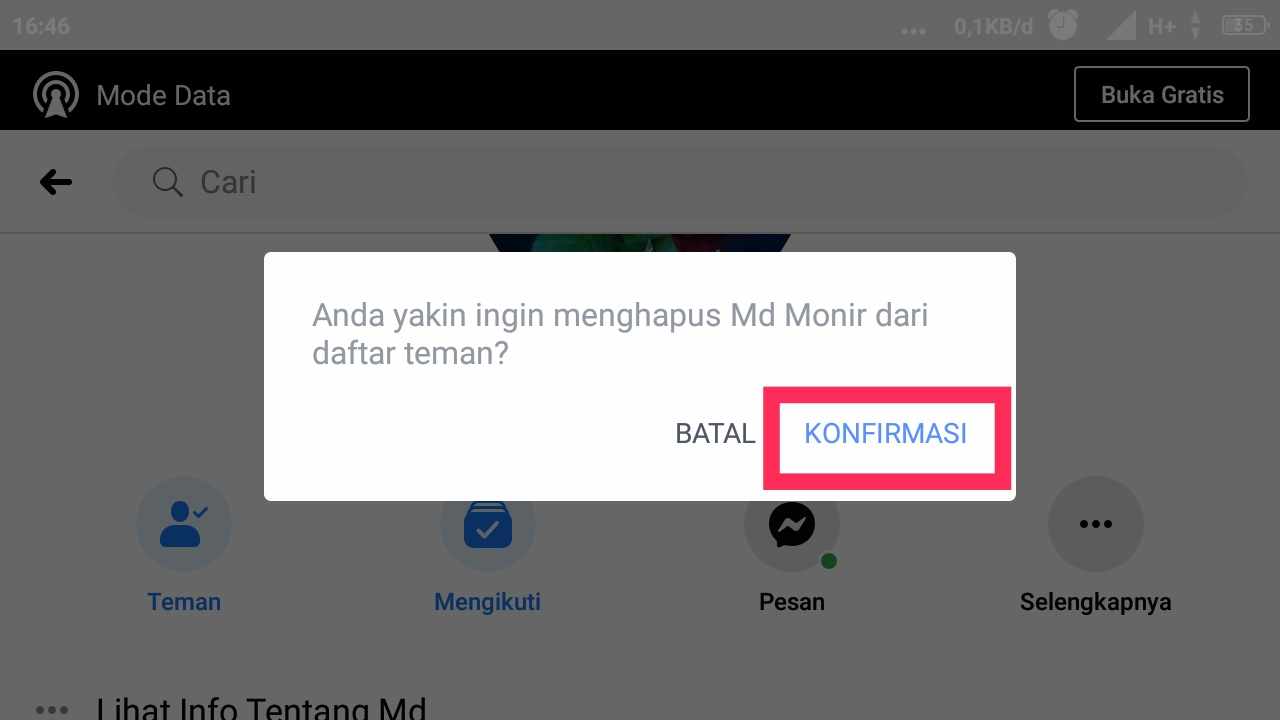 cara melihat permintaan pertemanan yang ditolak