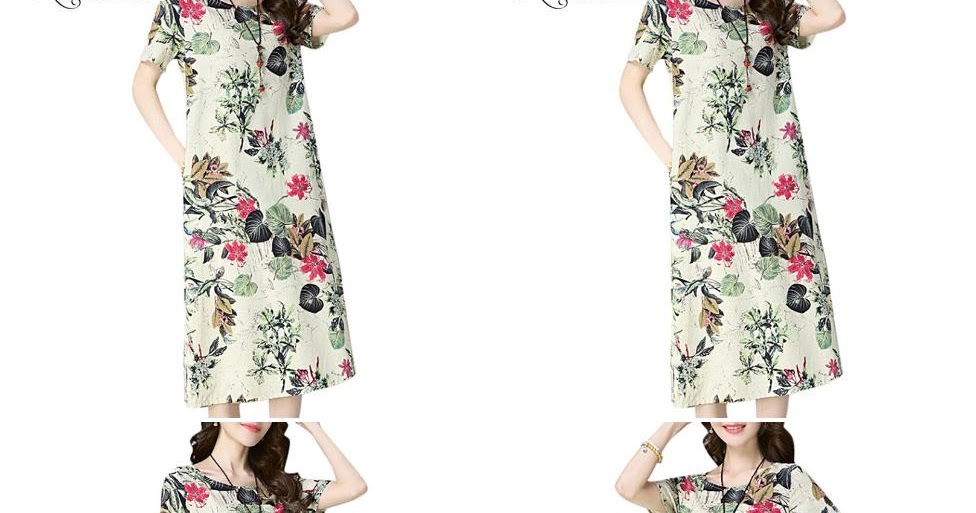 Online Stores For Sale New Woen Cotton Linen Mxi Dress Florl Print