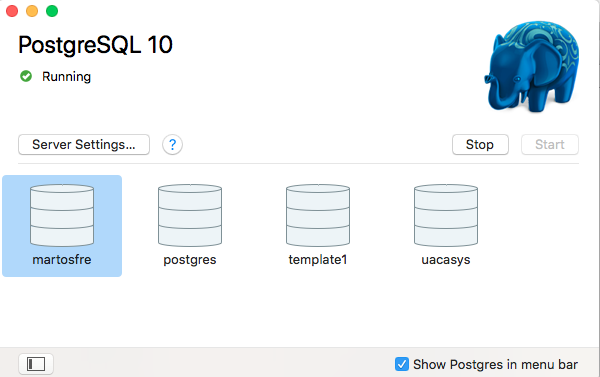 postgres app not showing databases postgres app not showing databases