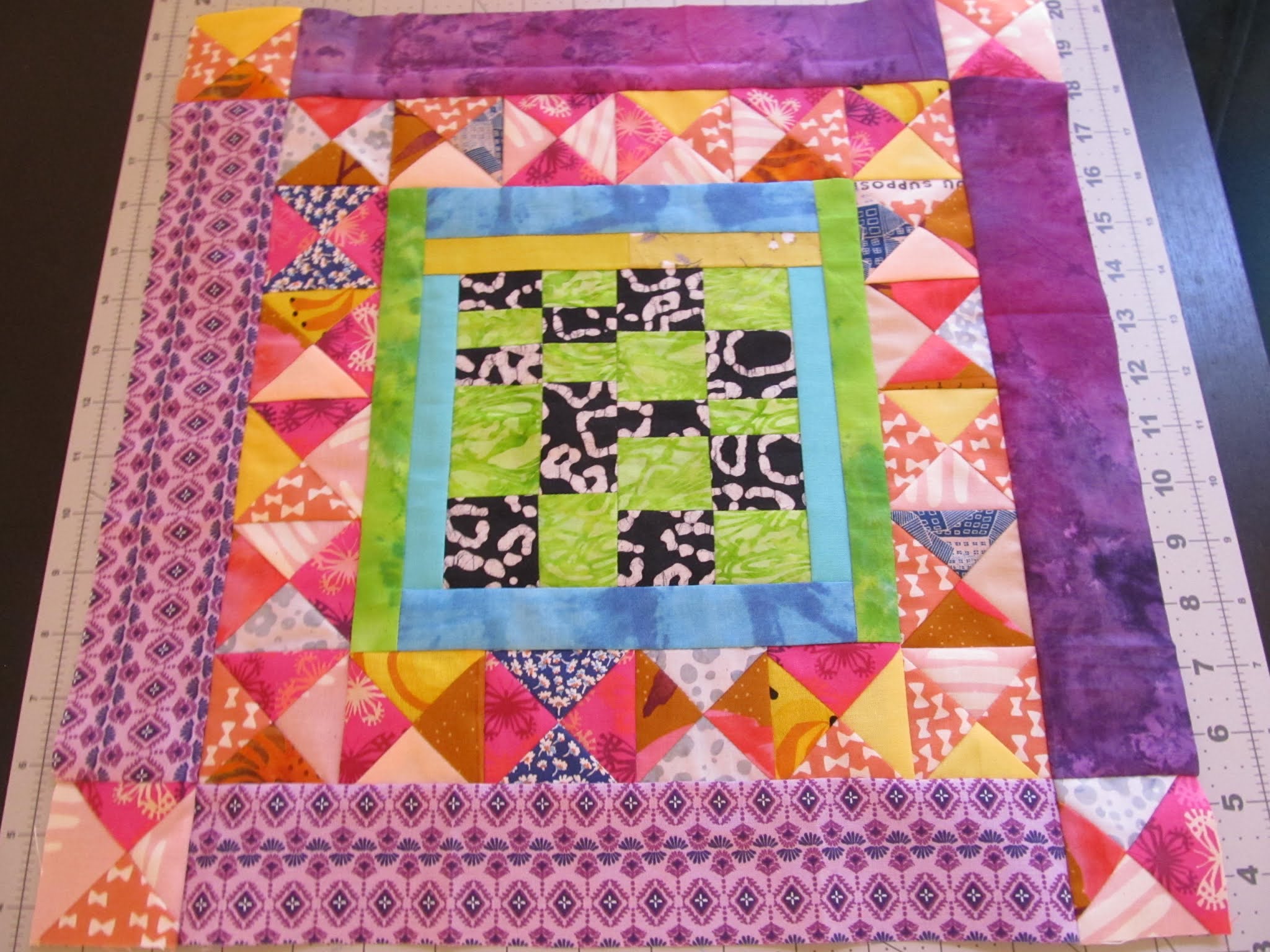 Crazy Victoriana crazy for quilts New Improv Scrap Quilt, 'Suppose?', Orange X Block Medallion