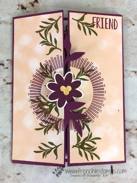Bouquet Blooms, Gatefold Blossoms Framelits, Petal Promenade designer paper, Frenchie Stamps, Stampin'Up!,