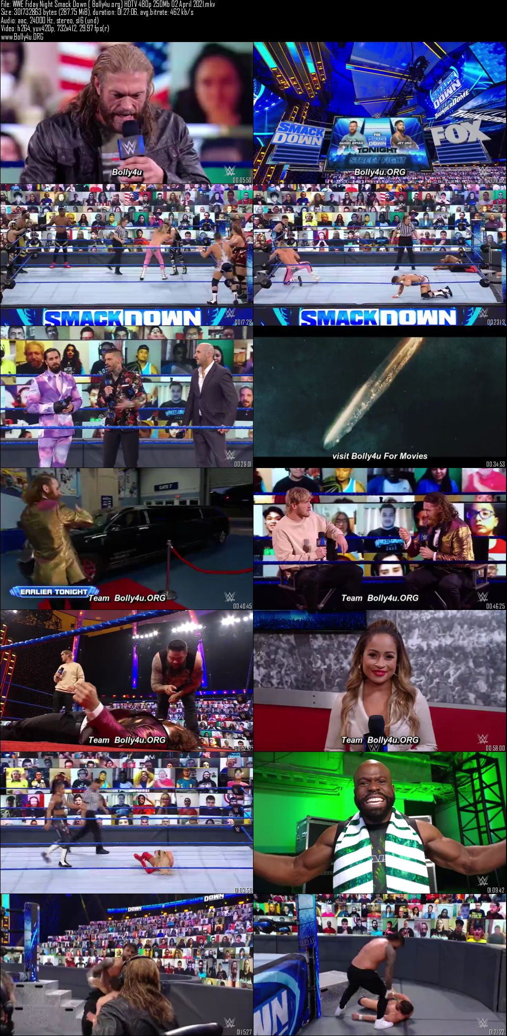 WWE Friday Night Smack Down HDTV 480p 250Mb 02 April 2021 Download