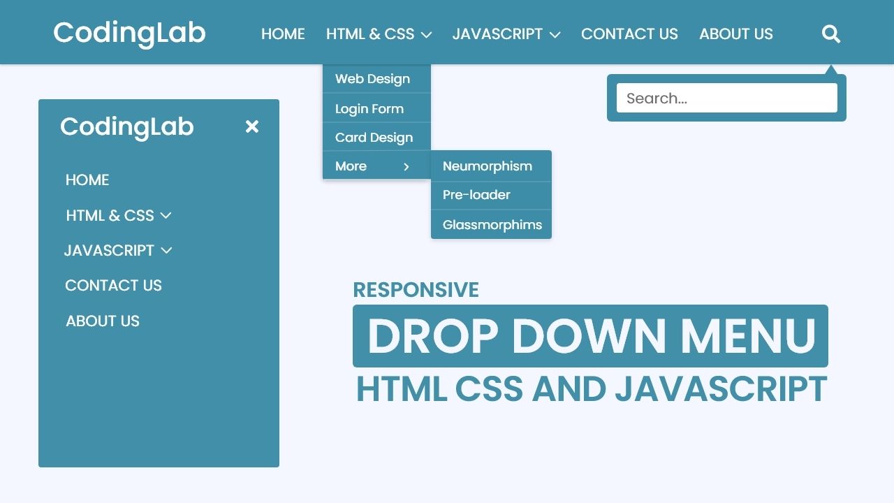 Responsive Drop Down Menu with Sub Menu in HTML & CSS | Free Source Code