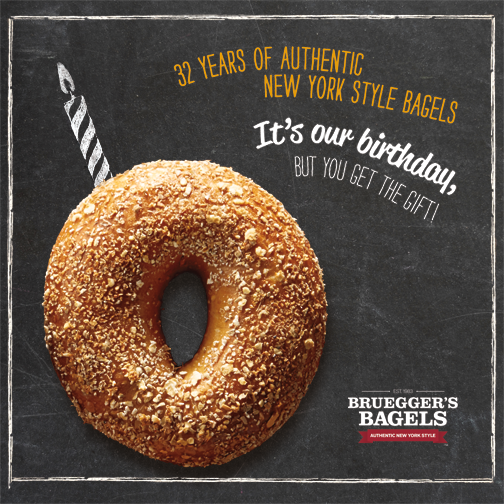 Janie Girl Bruegger's Bagel's Free Bagels Today 2/5!