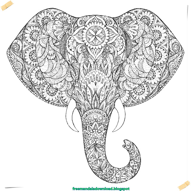 Mandala-Elefant-Gekritzelart / Mandala Elephant Doodle style.