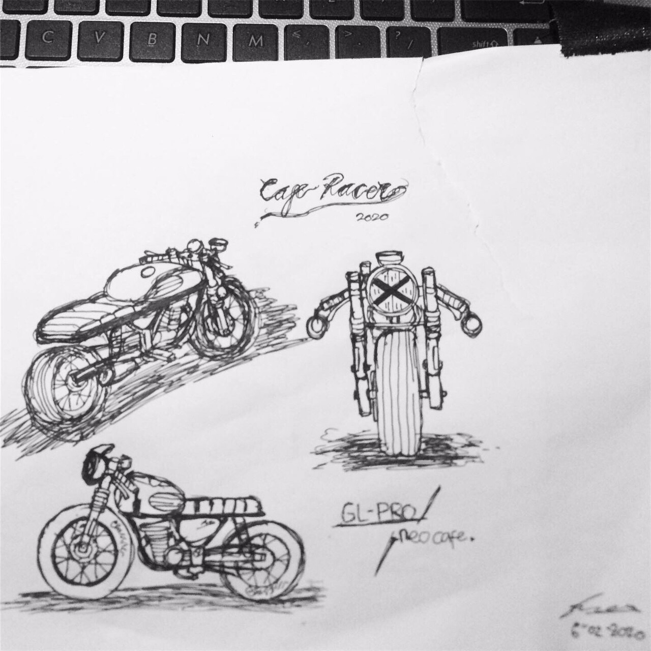 gambar sketsa motor custom