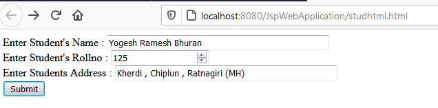 7) Write a JSP program that accepts students information from html form ...