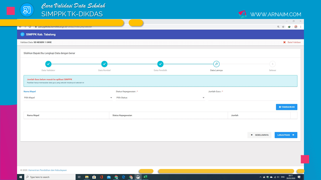 Cara Validasi Data Sekolah Simppk Tk Dikdas Arnaim Com