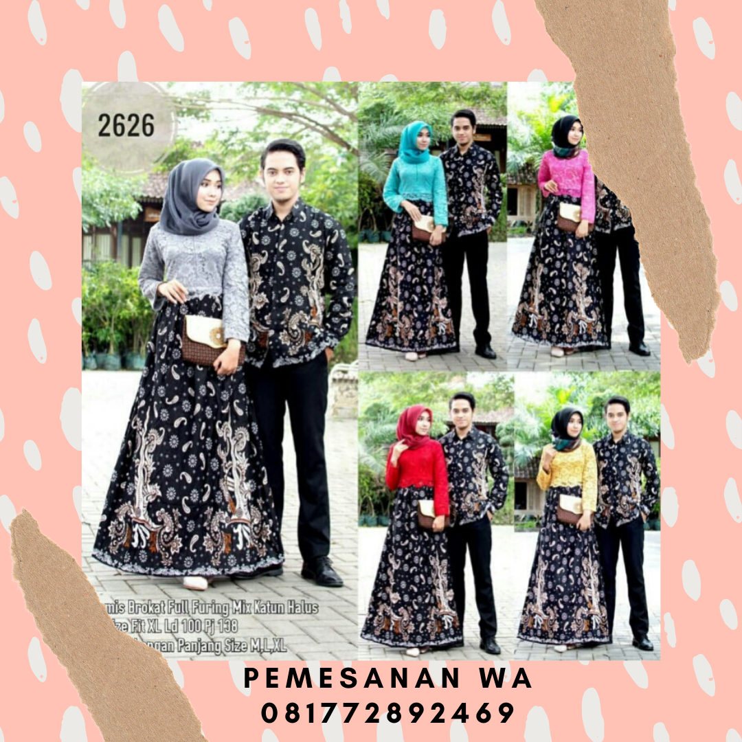 Model Baju  Gamis Batik  Couple Sarimbit Kombinasi Broklat 