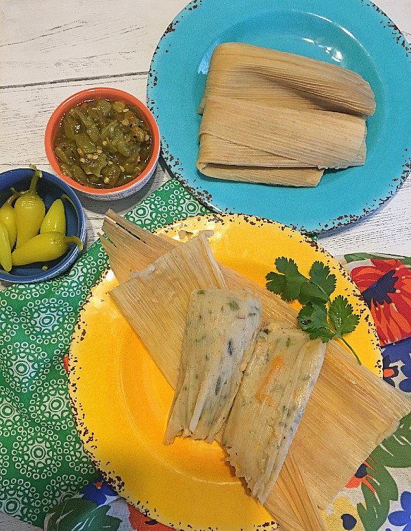 Green Chile Corn Tamales with Cheese